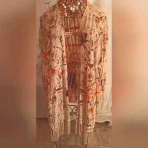 Floral Wrap with Fringe